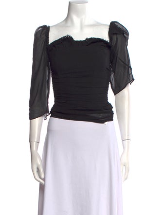 LPA Square Neckline Three-Quarter Sleeve Crop Top