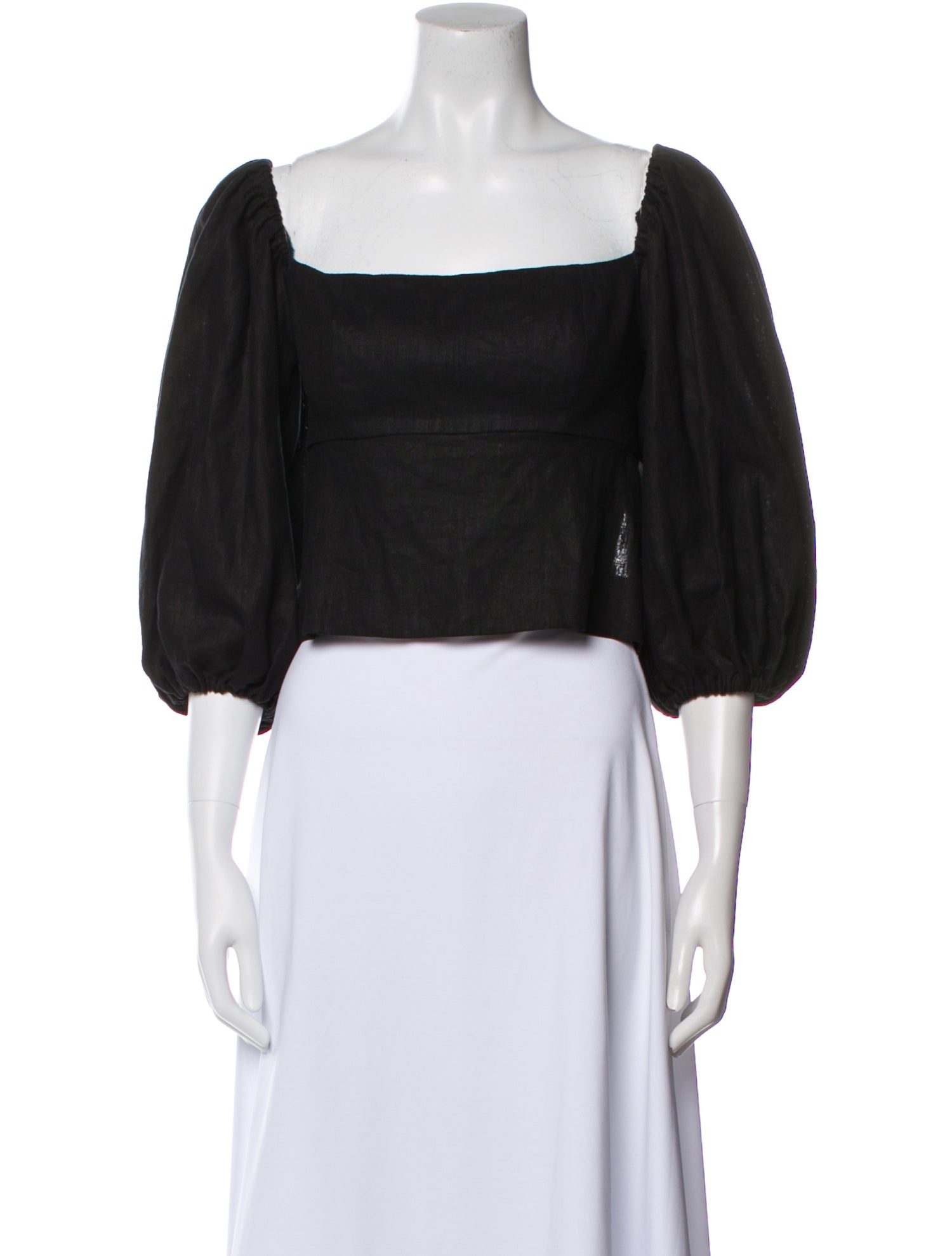 LPA Square Neckline Three-Quarter Sleeve Crop Top