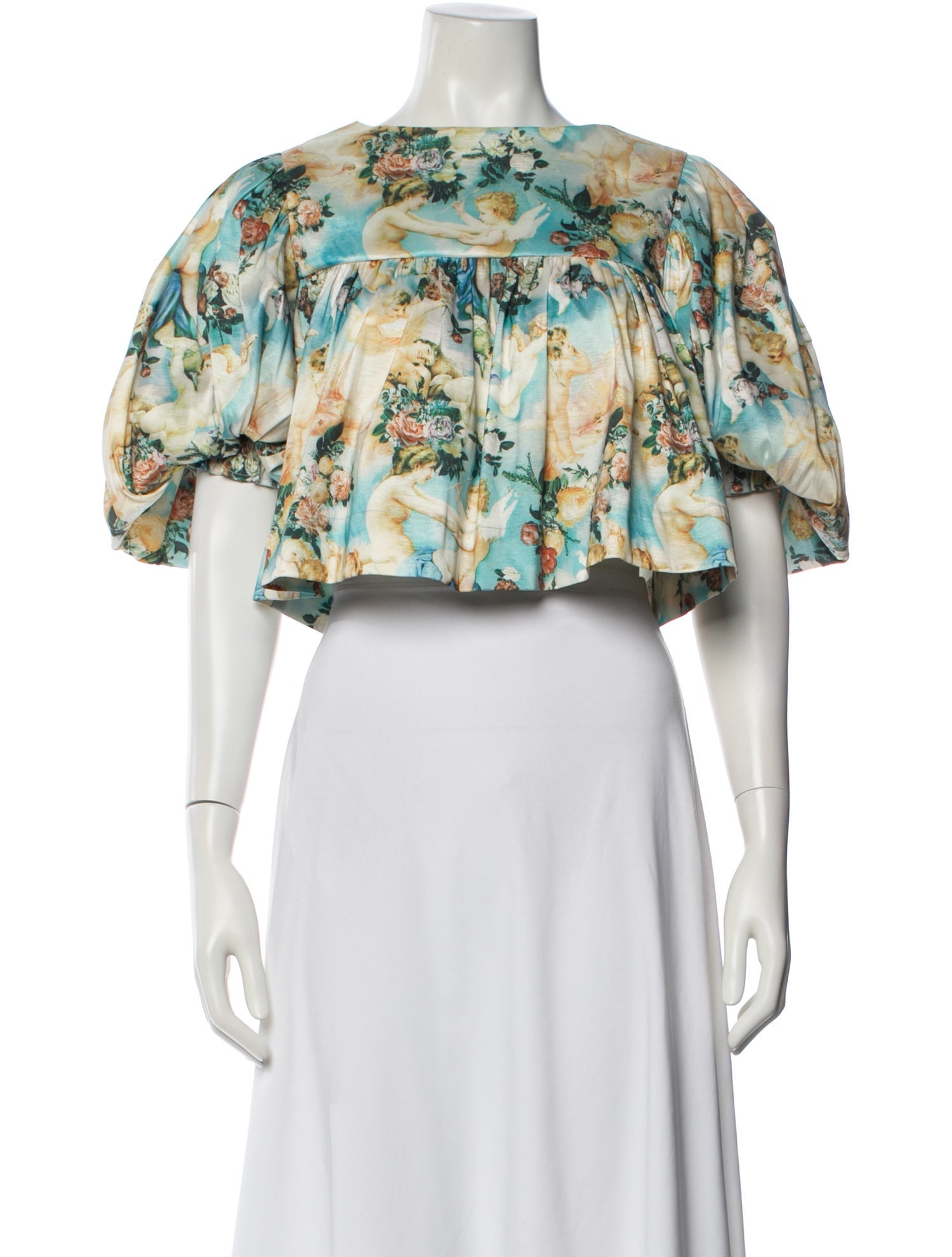LPA Floral Print Crew Neck Crop Top