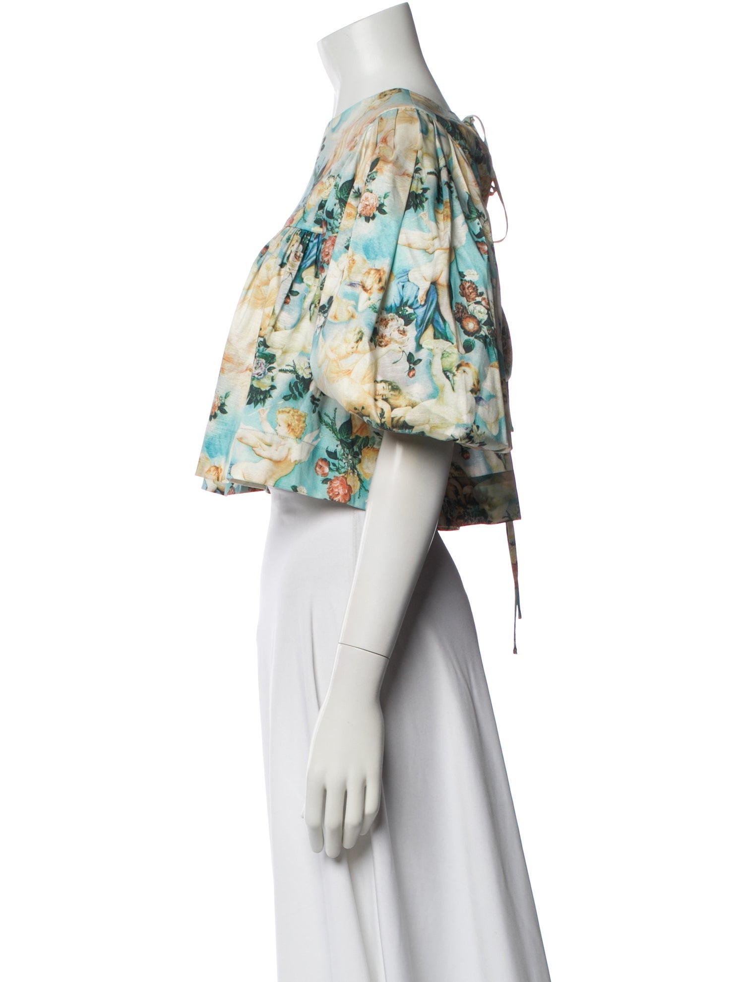 LPA Floral Print Crew Neck Crop Top