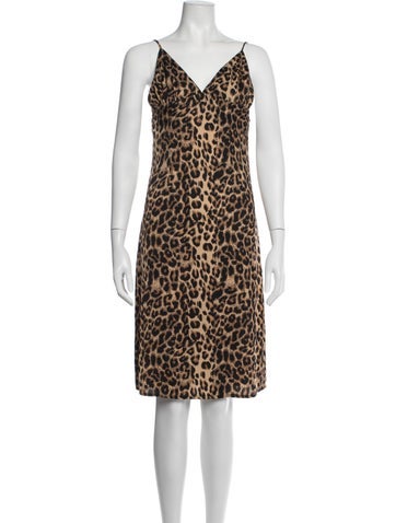 Pre-owned Lpa Animal Print Midi Length Dress In Multicolor