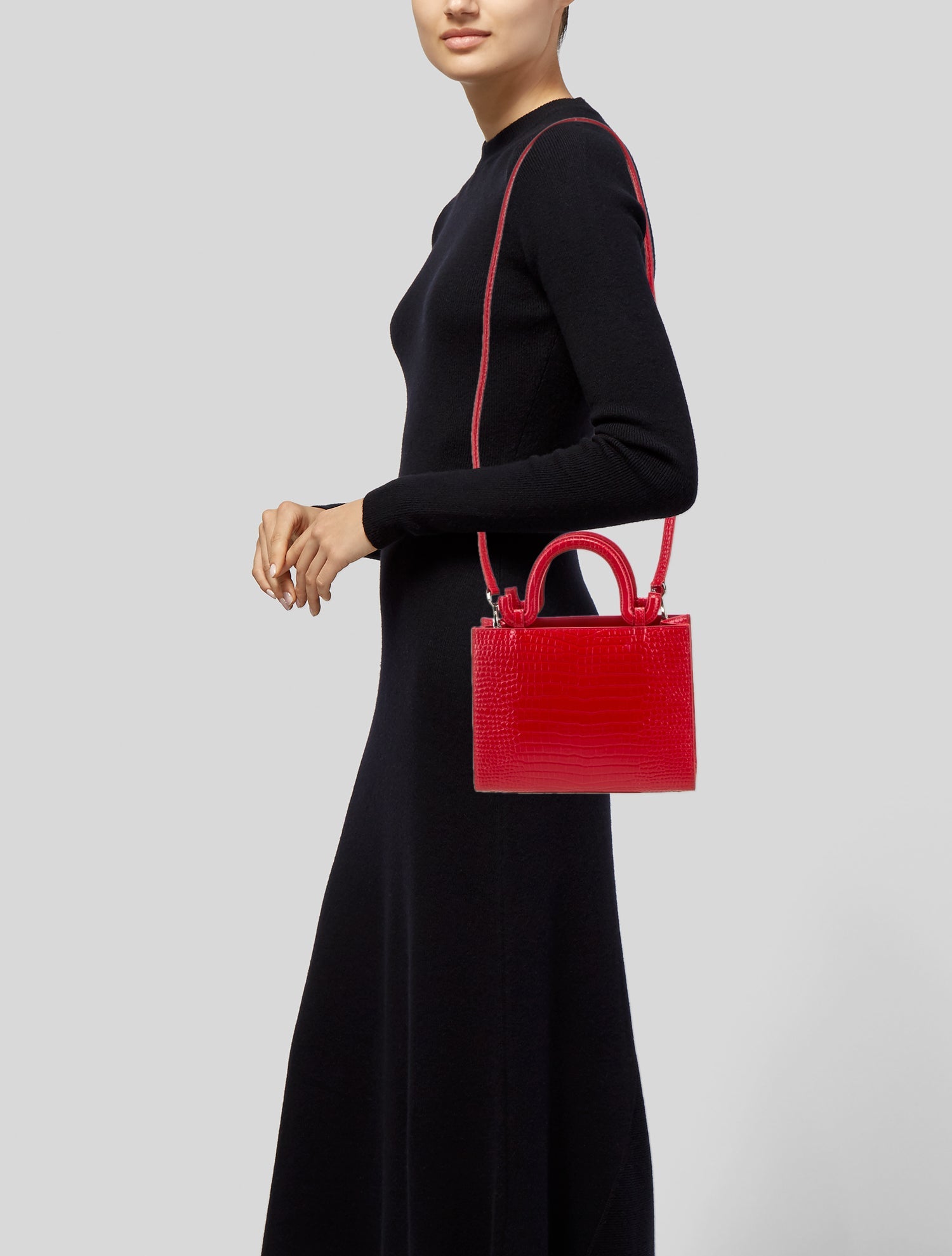 Les Petits Joueurs Embossed Leather Top Handle Bag