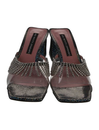 Les Petits Joueurs Leather Crystal Embellishments Slides
