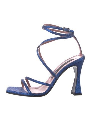 Pre-owned Les Petits Joueurs Glitter Sandals In Blue