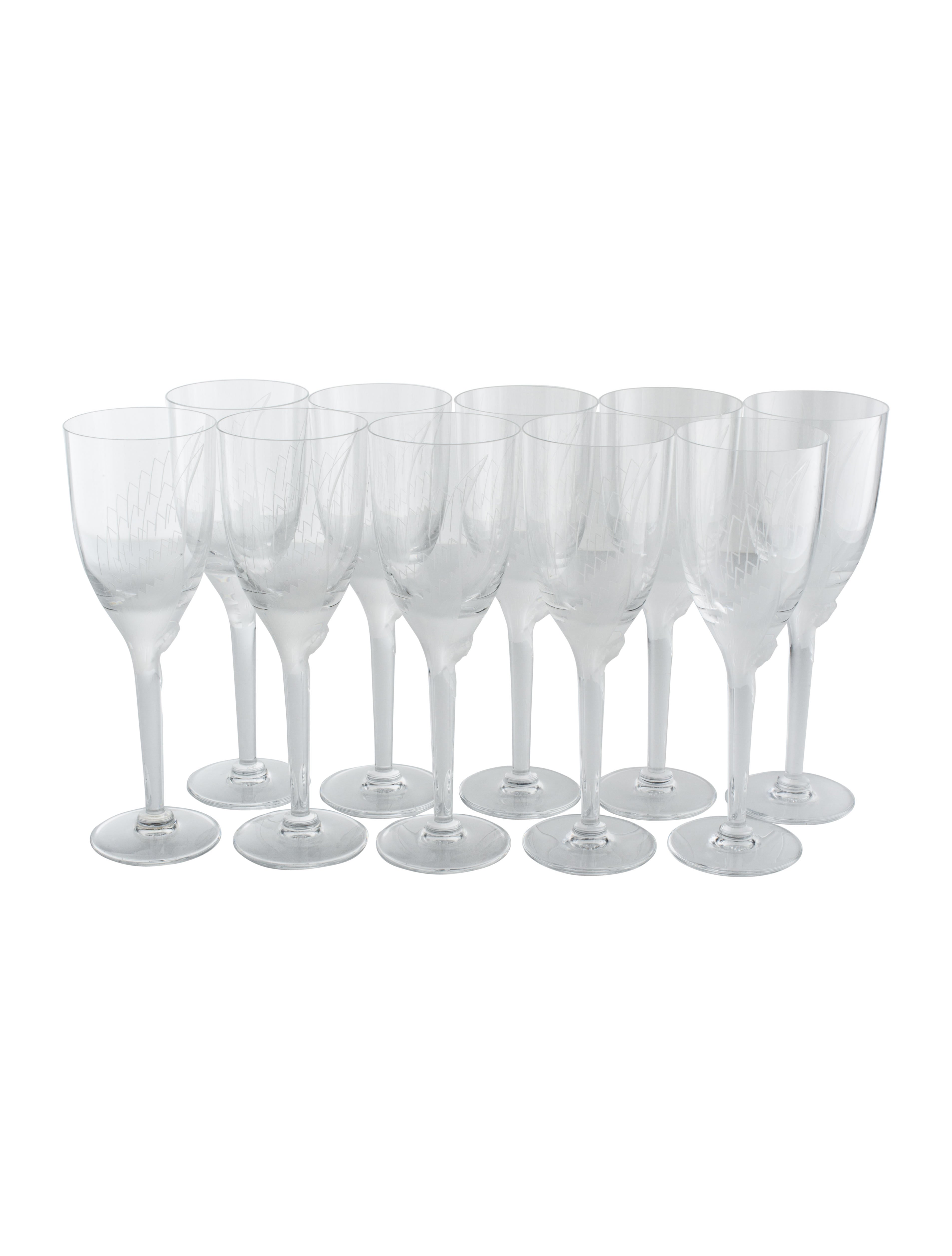 Lalique Set of 10 Angel Champagne Glasses