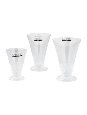 Lalique Set of 3 Crystal Bourgueil Sherry Glass
