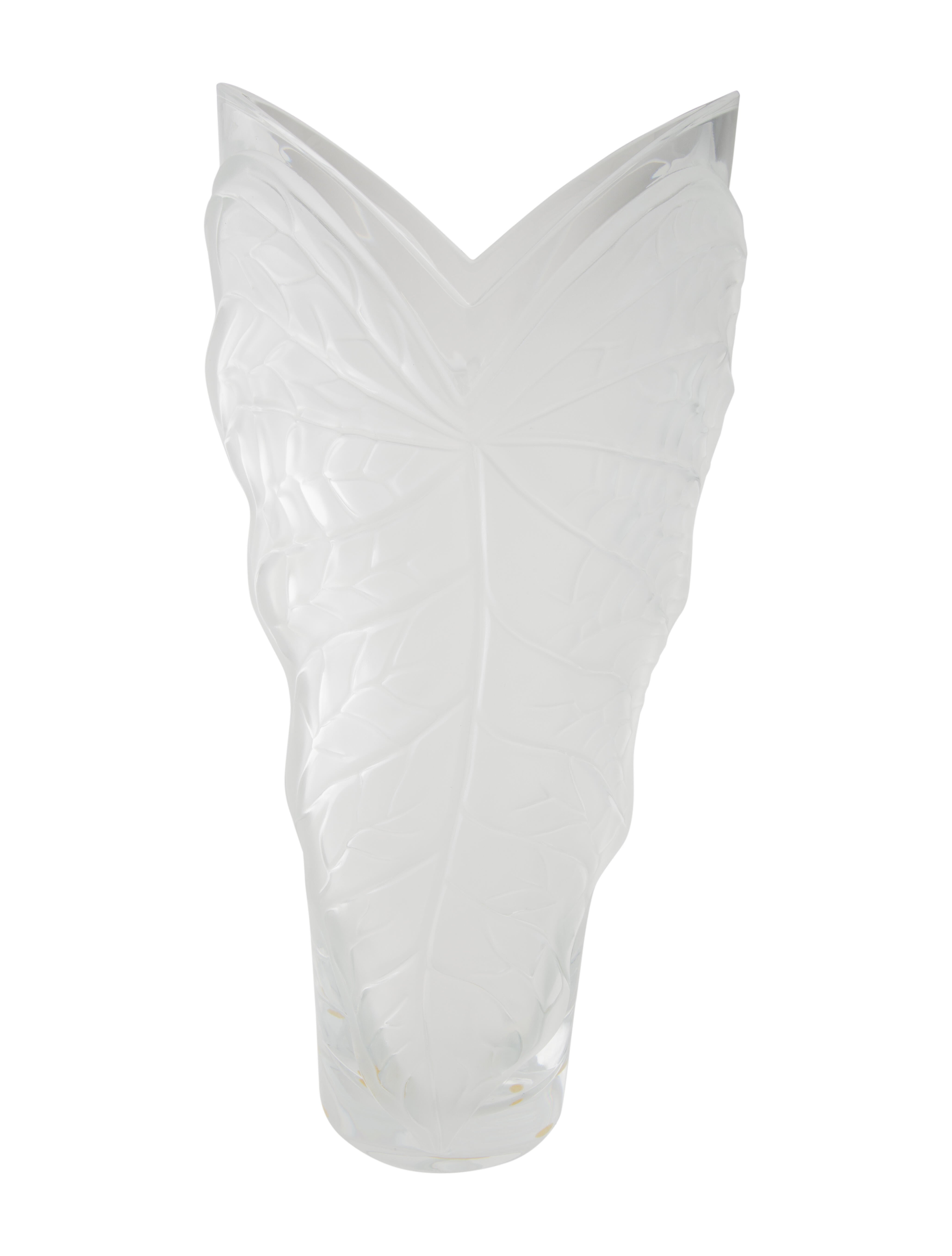 Lalique Anthurium Vase Clear Decorative Accents, Decor & Accessories