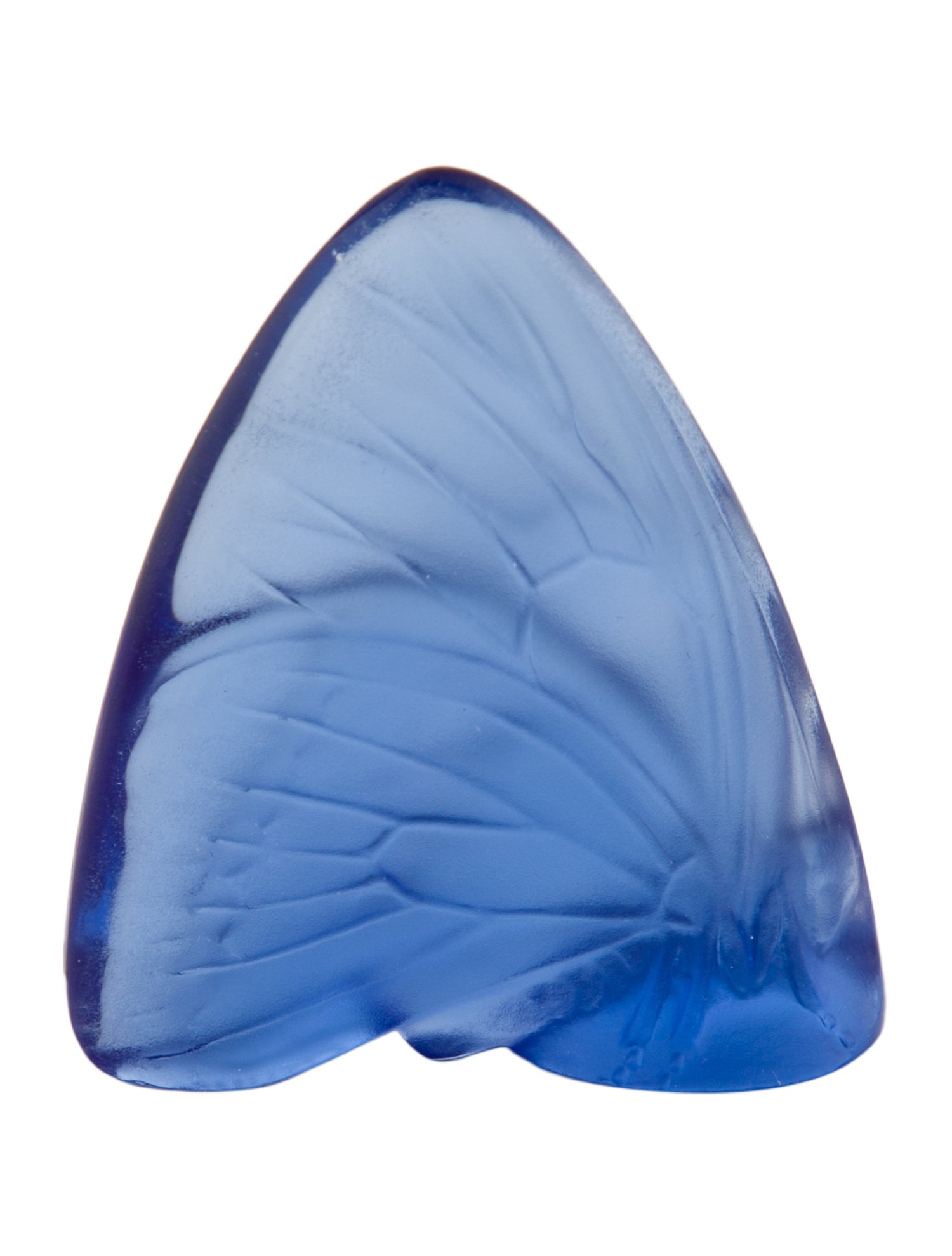 Lalique Papillon Ailes Ferm??es Crystal Figurine Blue Decorative
