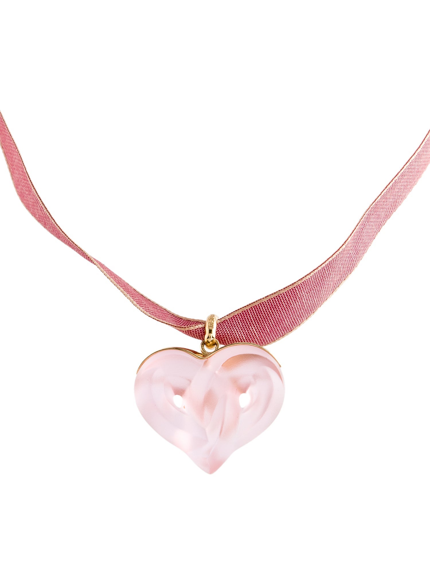 Lalique Crystal Entwined Heart Pendant Necklace