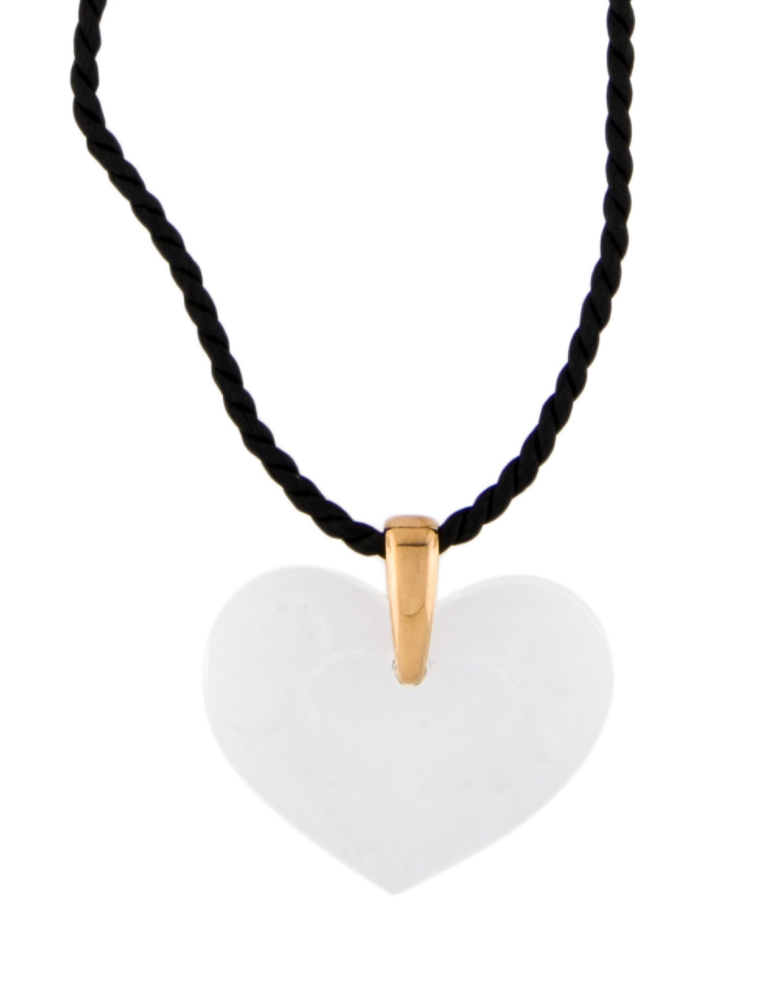 Lalique Crystal & Cord Love Cherubs Angelots Coeur Heart Pendant Necklace