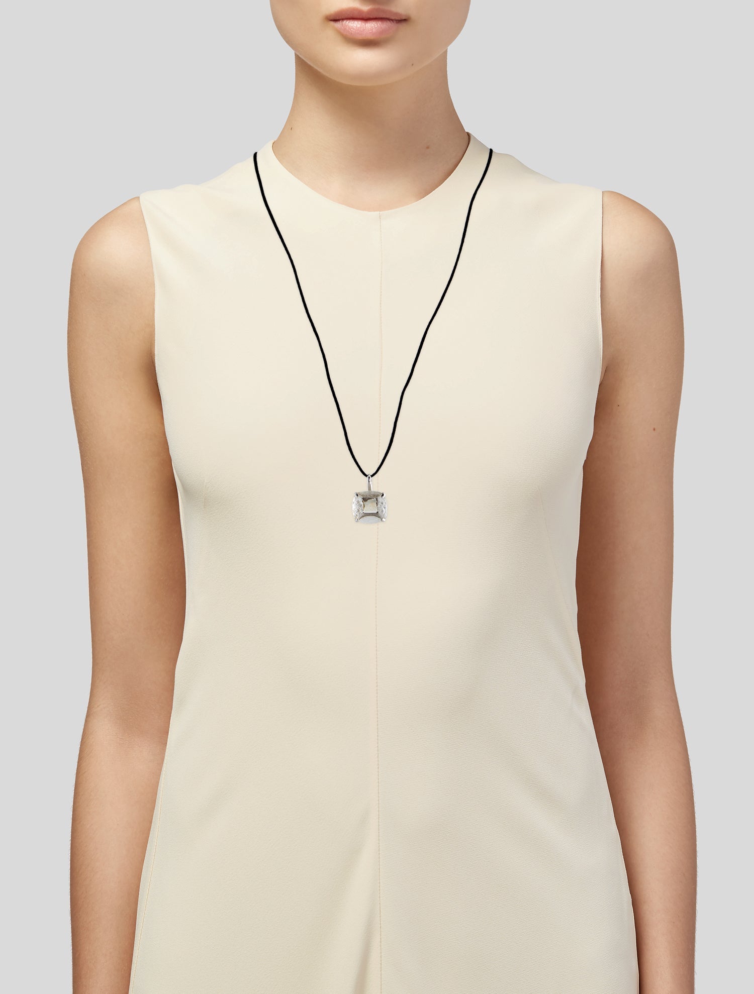 Lalique Crystal & Cord Pendant Necklace