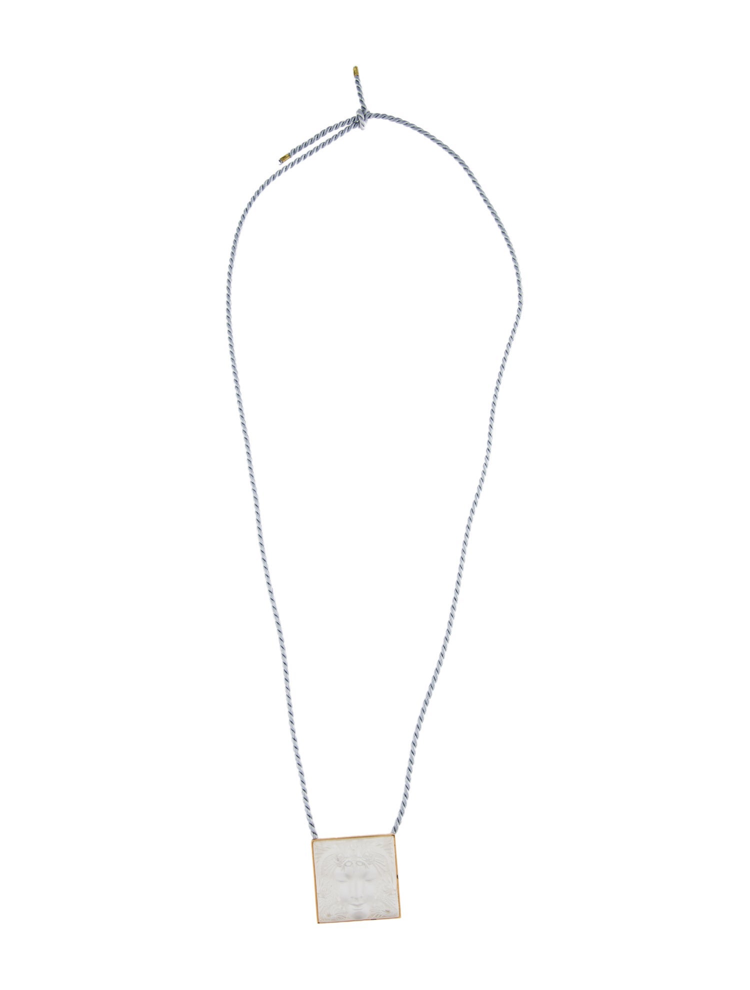 Lalique Crystal & Cord Masque de Femme Pendant Necklace
