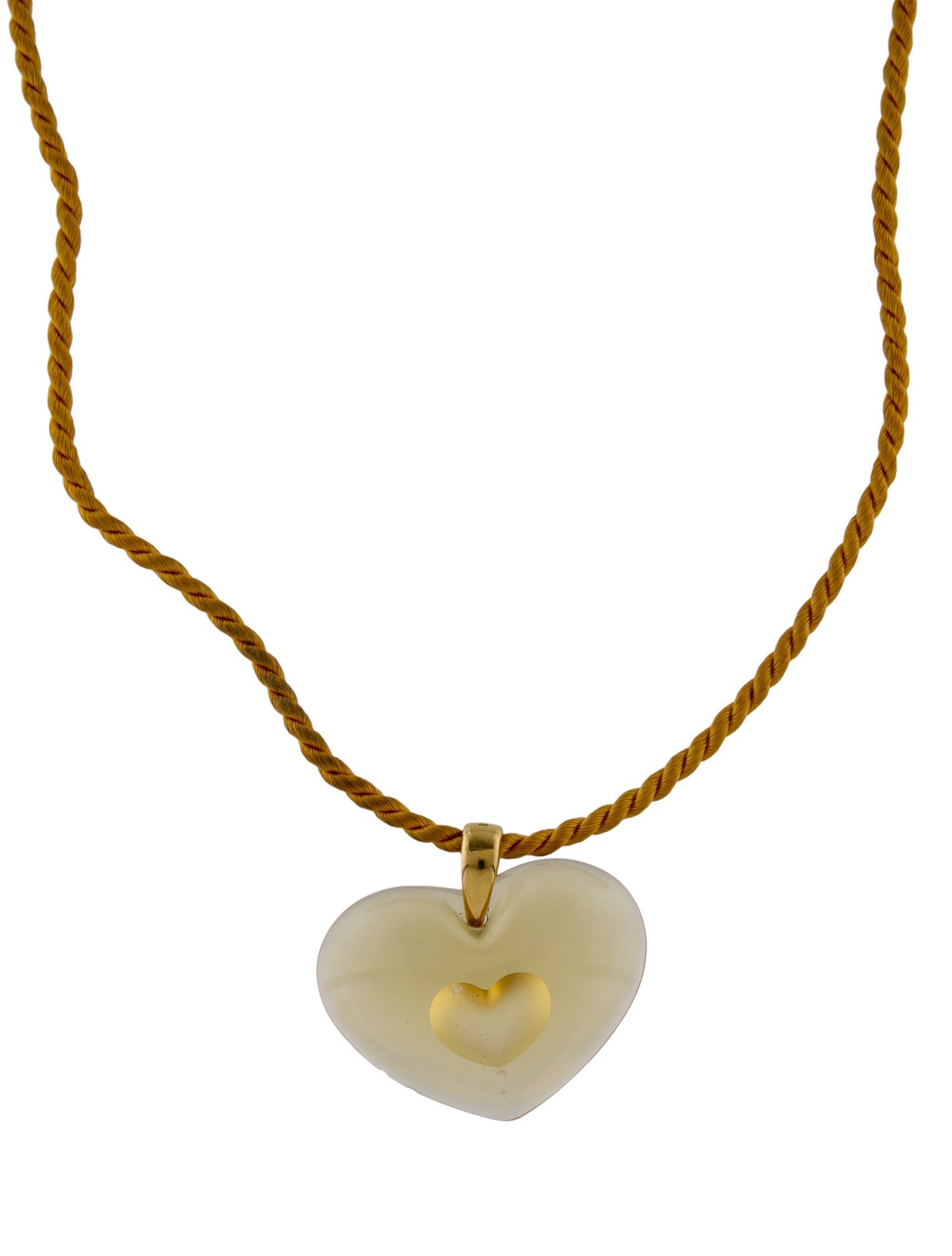Lalique Crystal Heart Pendant Necklace