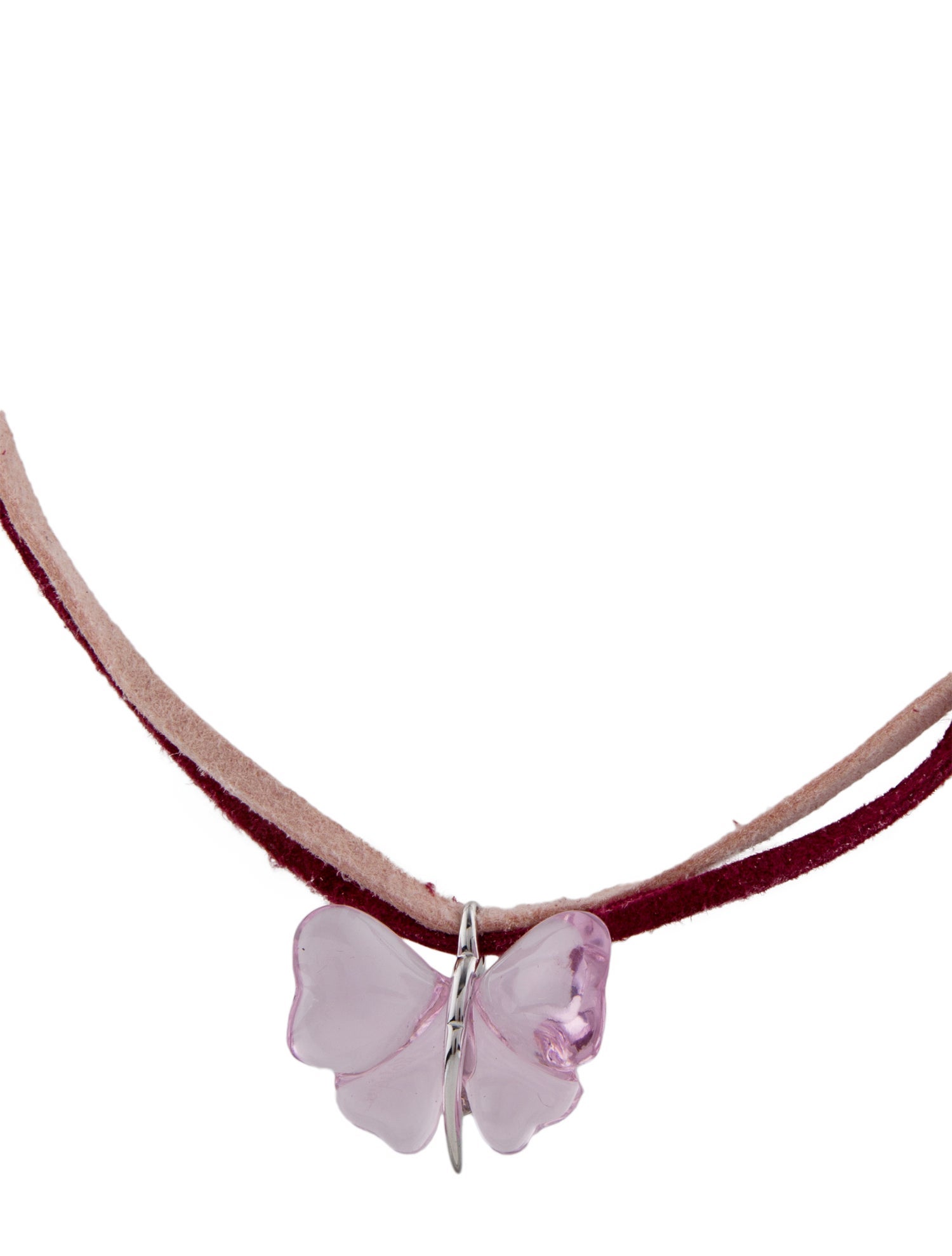Lalique Crystal Butterfly Pendant Necklace