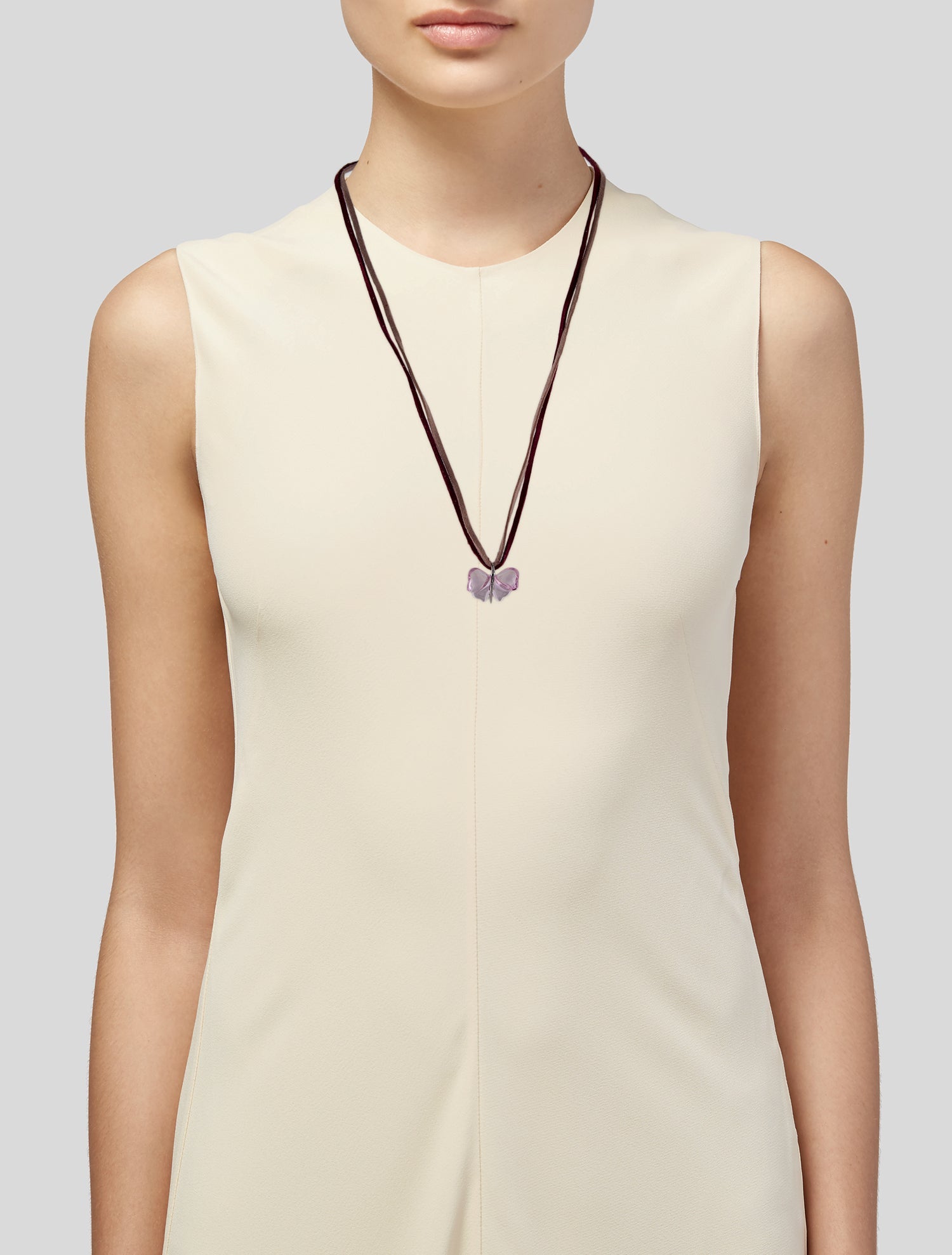 Lalique Crystal Butterfly Pendant Necklace