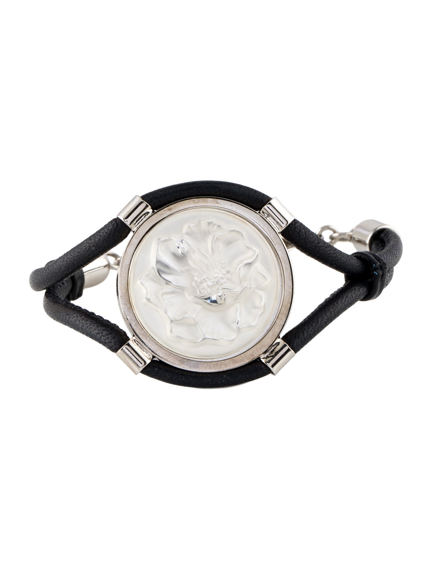 Lalique Leather & Crystal Wrap Bracelet