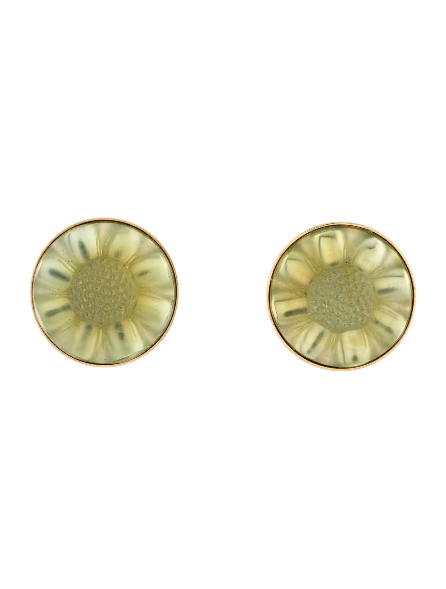 Lalique Crystal Flower Clip-On Earrings