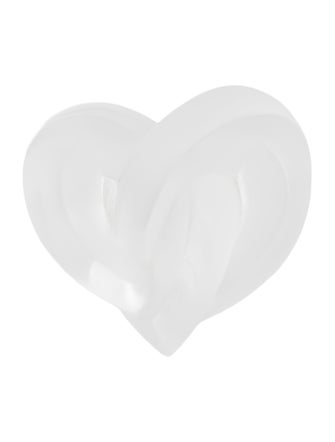 Lalique Crystal Knotted Hearts Paperweight