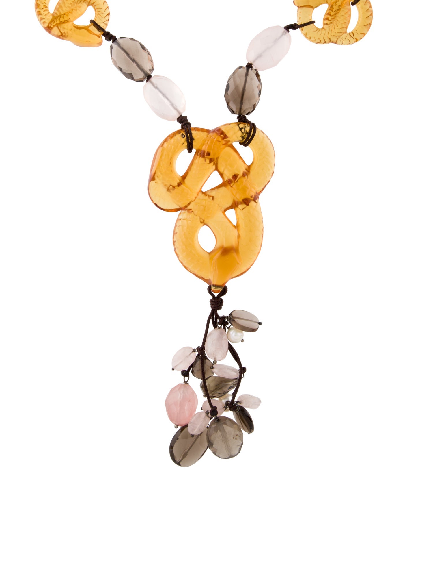 Lalique Stone & Cord Serpent Necklace