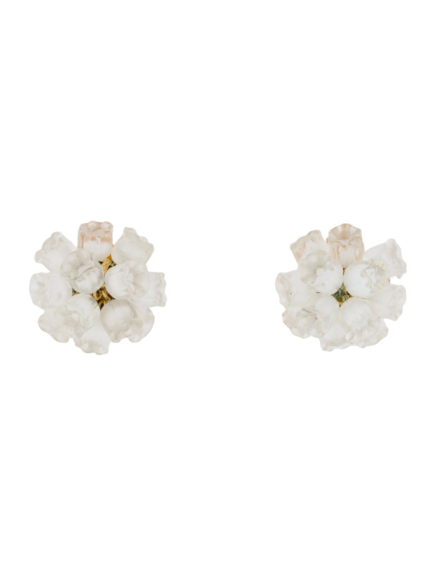 Lalique Lalique Lily of the Valley Cluster Clip On Earrings