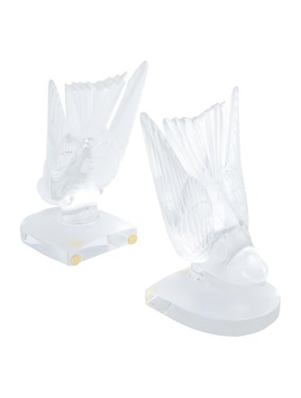 Lalique Deux Hirondelles Crystal Bookends