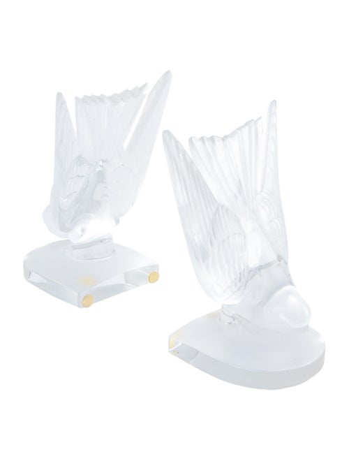 Lalique Deux Hirondelles Crystal Bookends