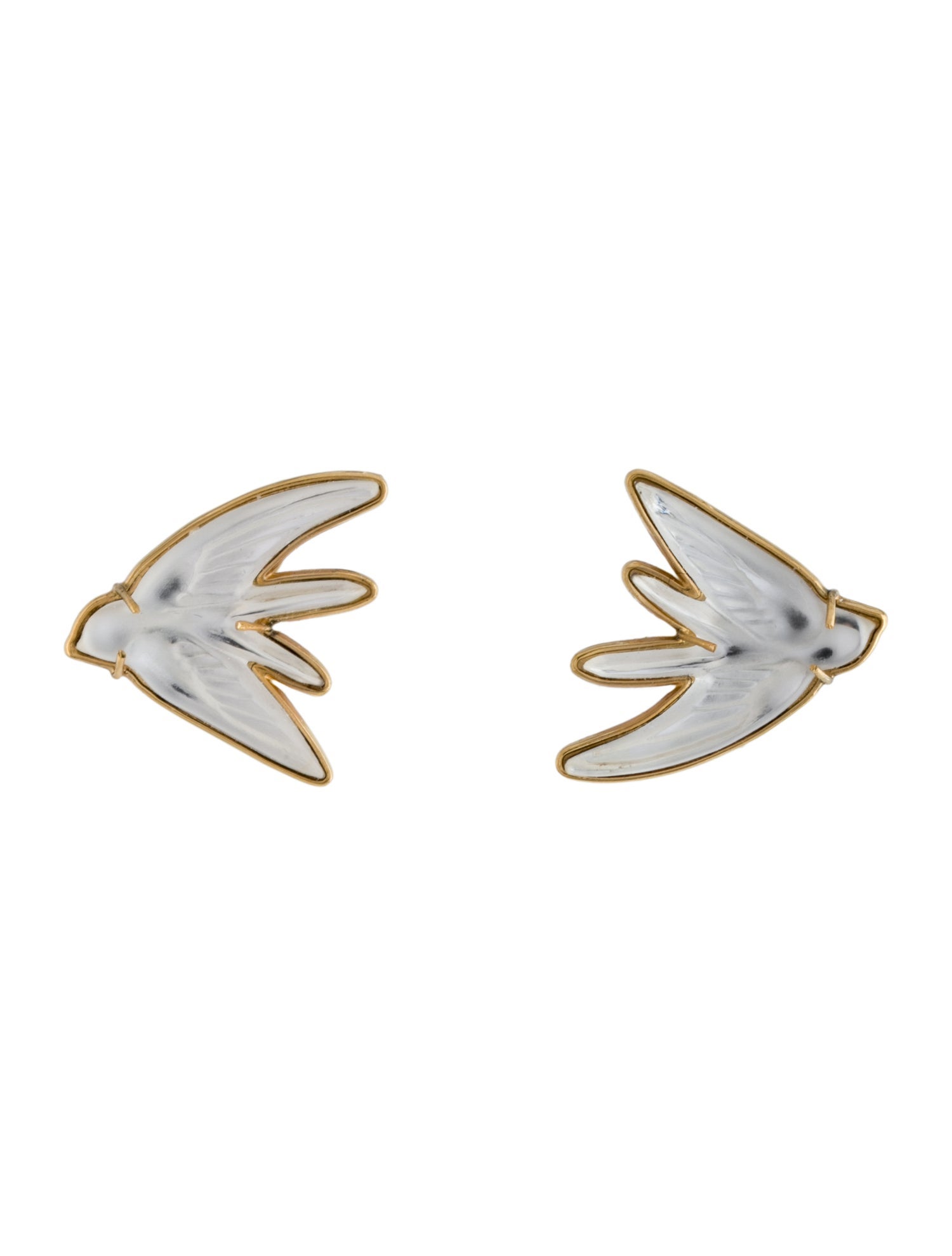 Lalique Crystal Hirondelles Clip-On Earrings