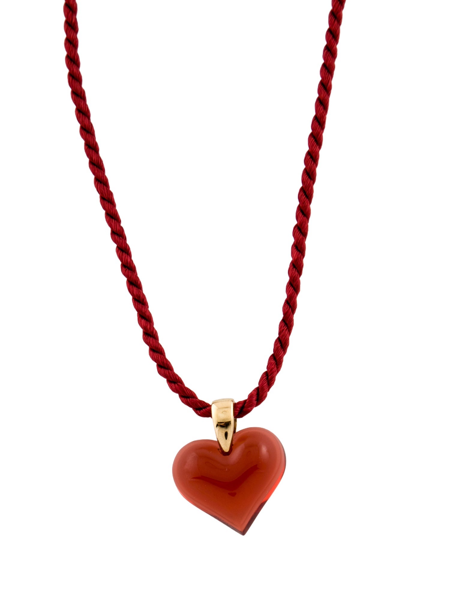 Lalique Glass "Tendre" Heart Pendant Necklace