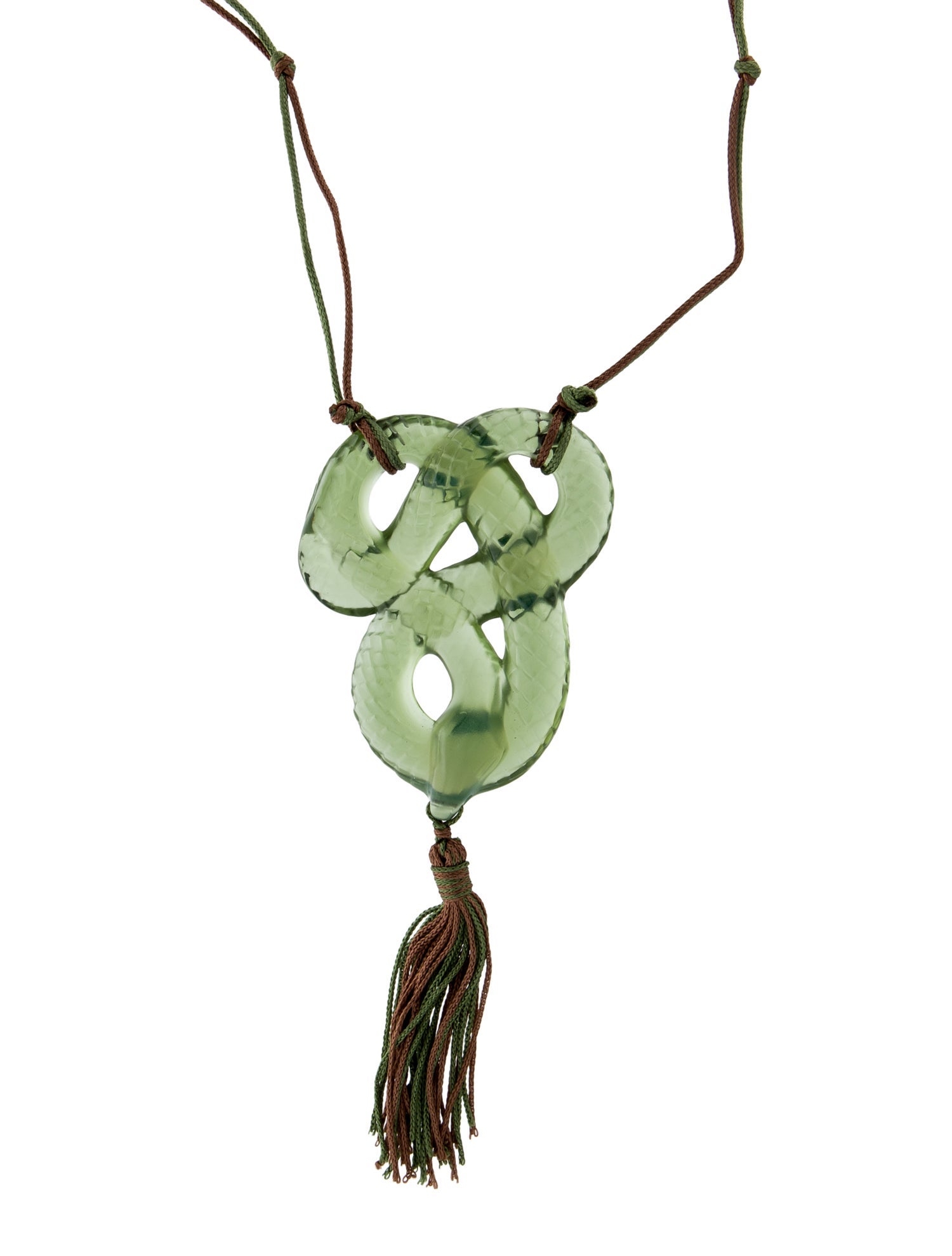 Lalique Crystal & Cord Savoir Faire Snake Pendant Necklace
