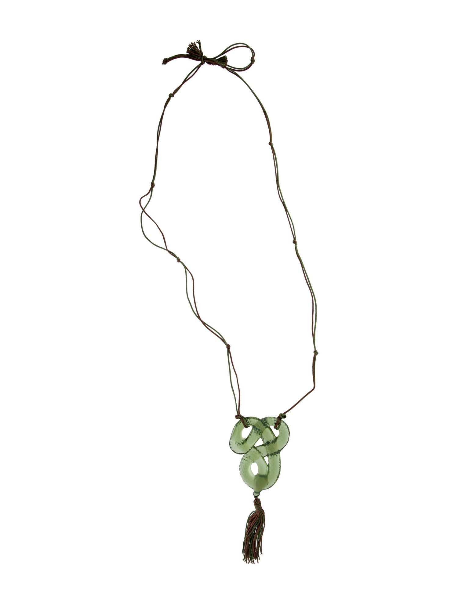 Lalique Crystal & Cord Savoir Faire Snake Pendant Necklace