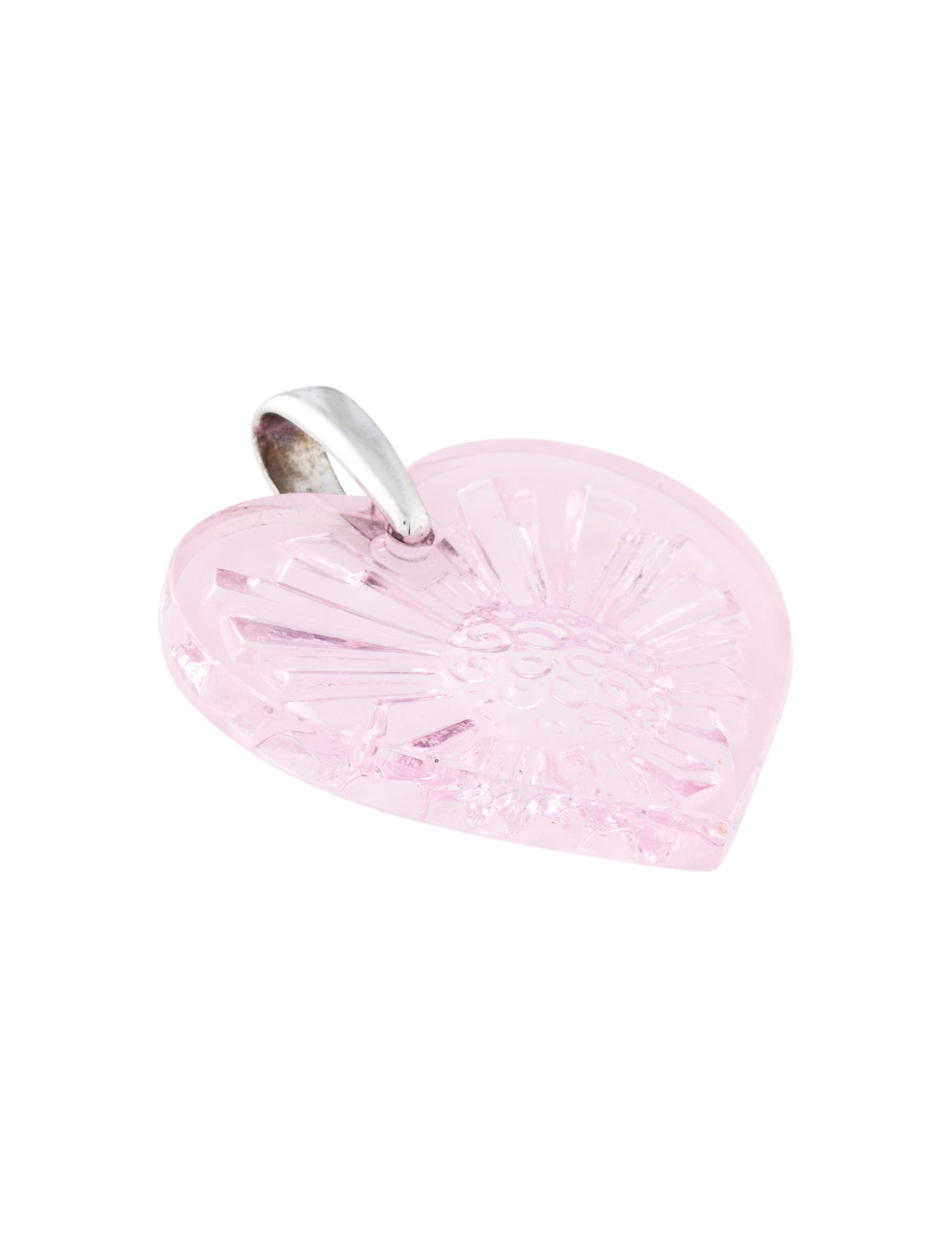 Lalique Crystal Carved Heart Pendant