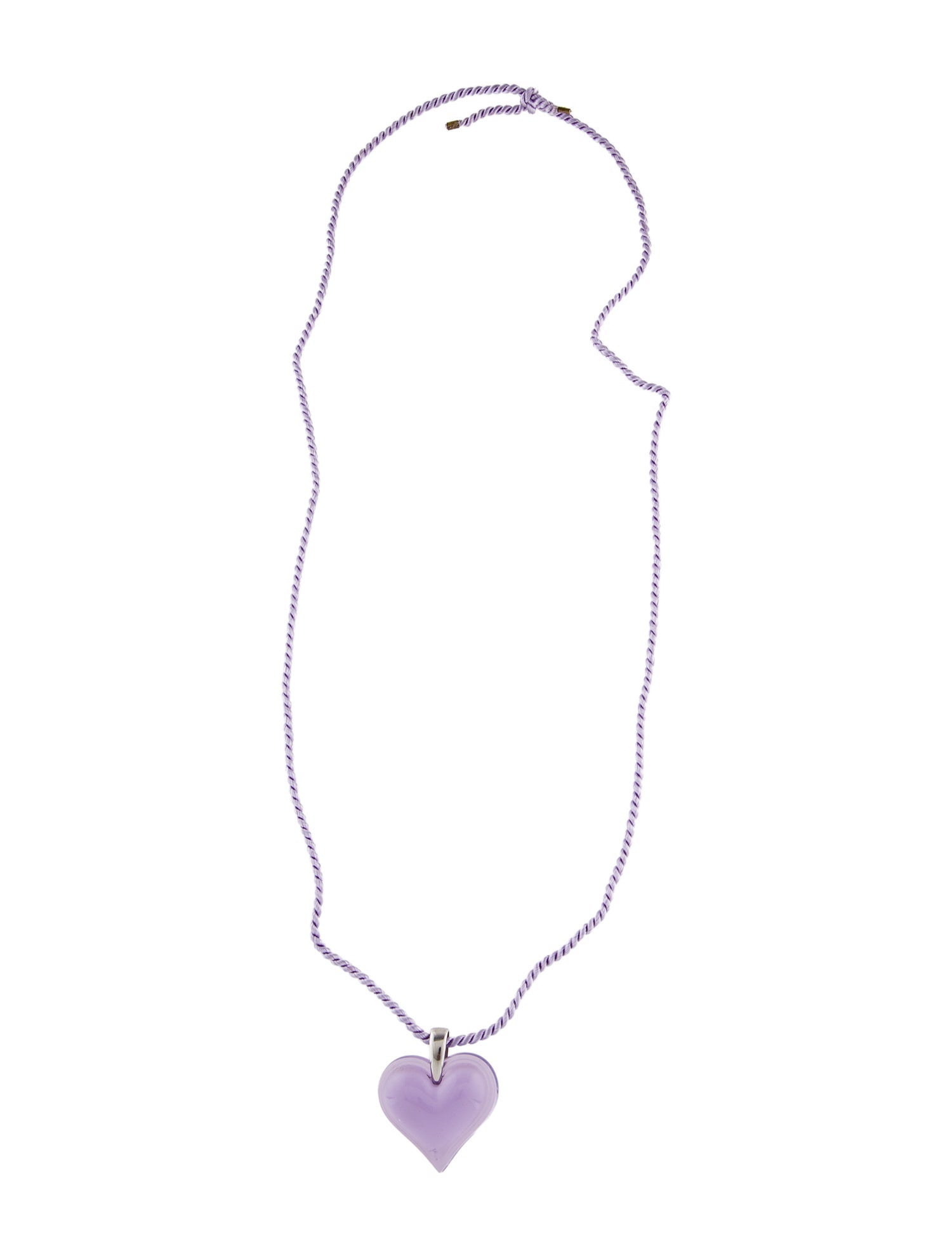 Lalique Crystal & Cord Heart Pendant Necklace