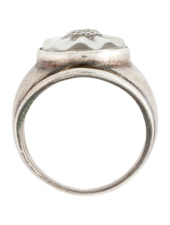 Lalique Carved Glass Flower Cocktail Ring