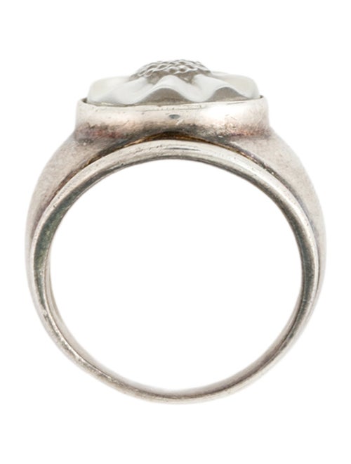 Lalique Carved Glass Flower Cocktail Ring