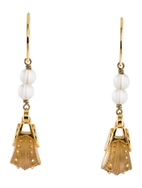Lalique Crystal & Bead Drop Earrings