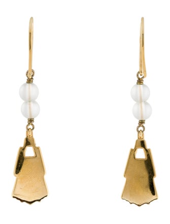Lalique Crystal & Bead Drop Earrings
