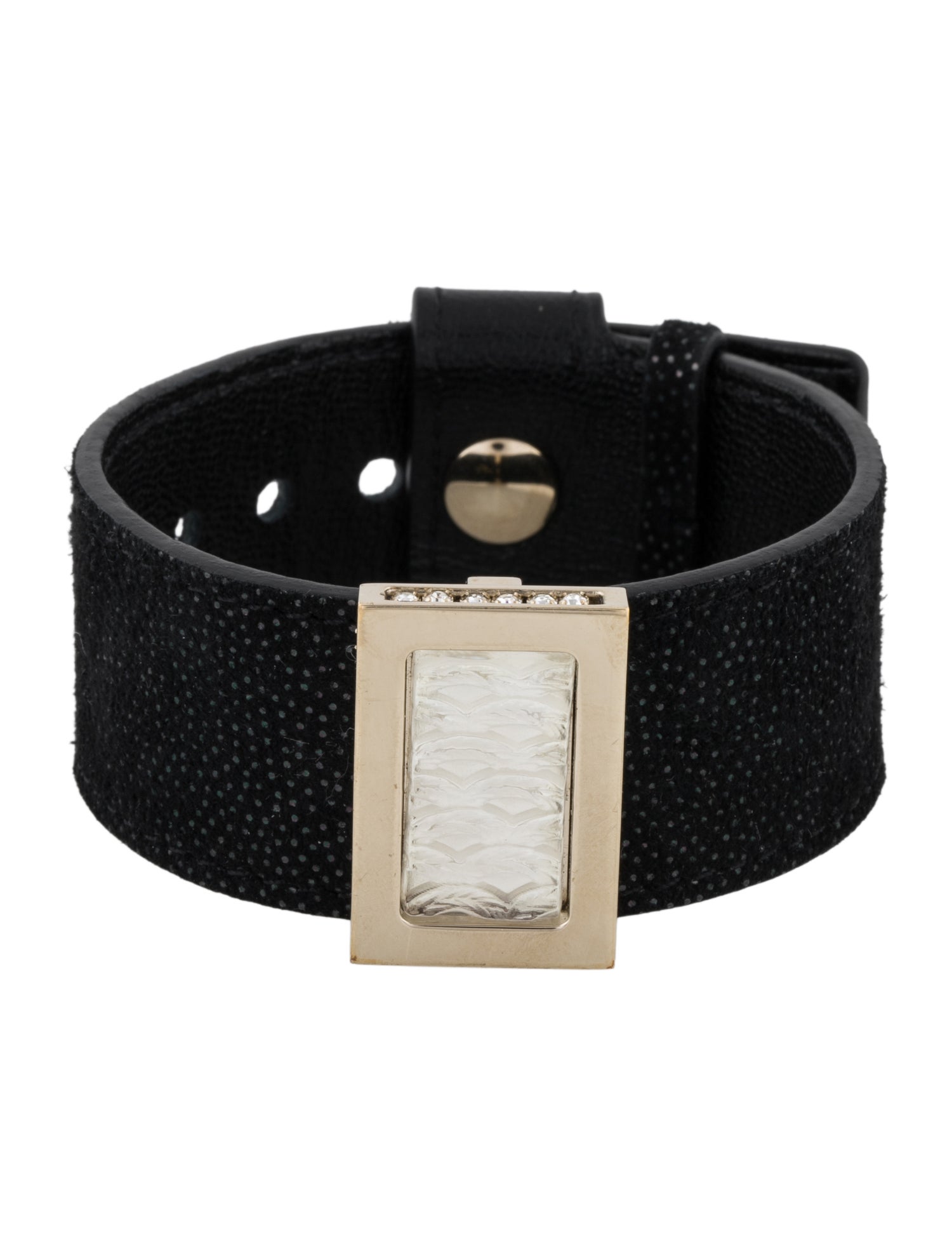 Lalique Leather & Crystal Wrap Bracelet