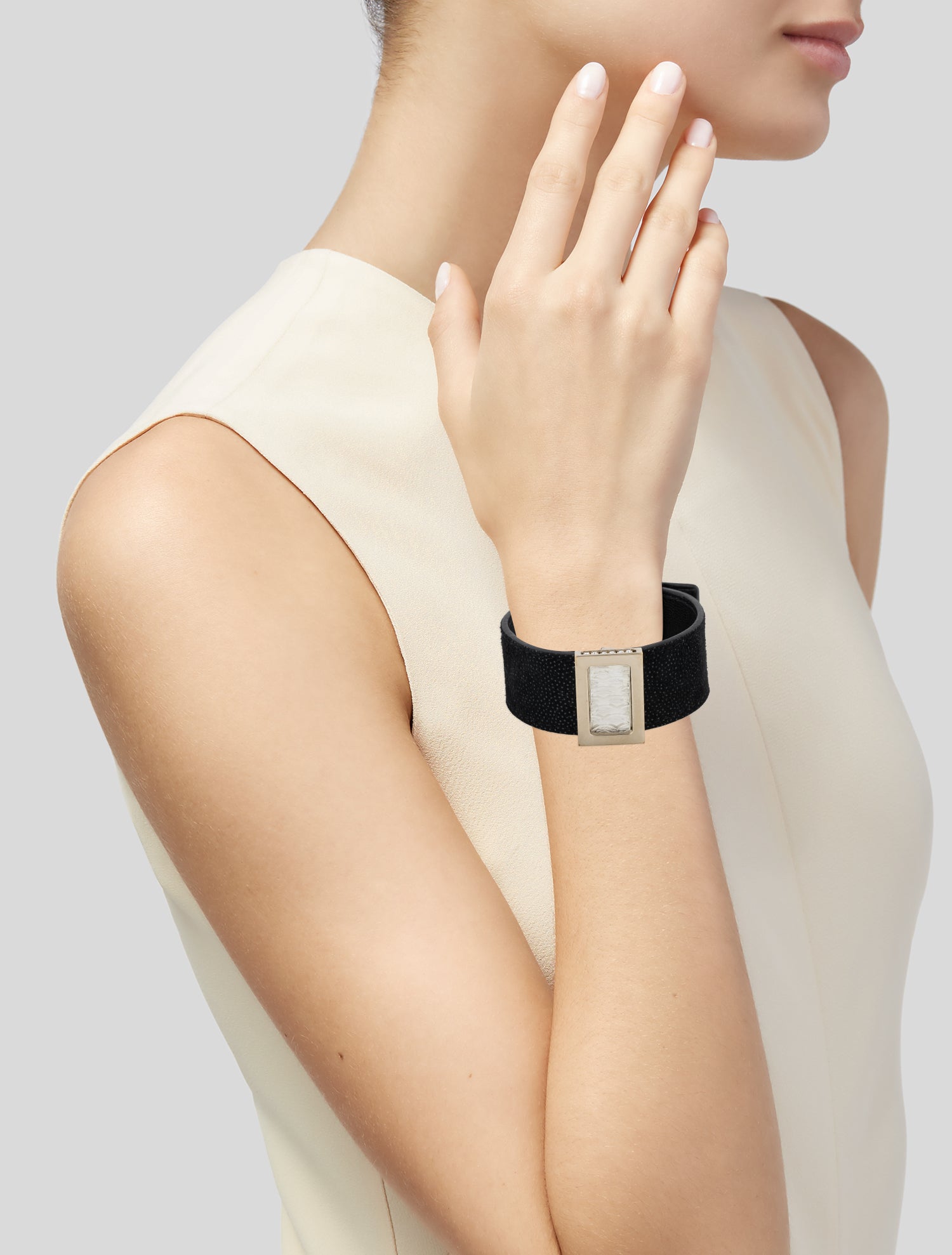 Lalique Leather & Crystal Wrap Bracelet