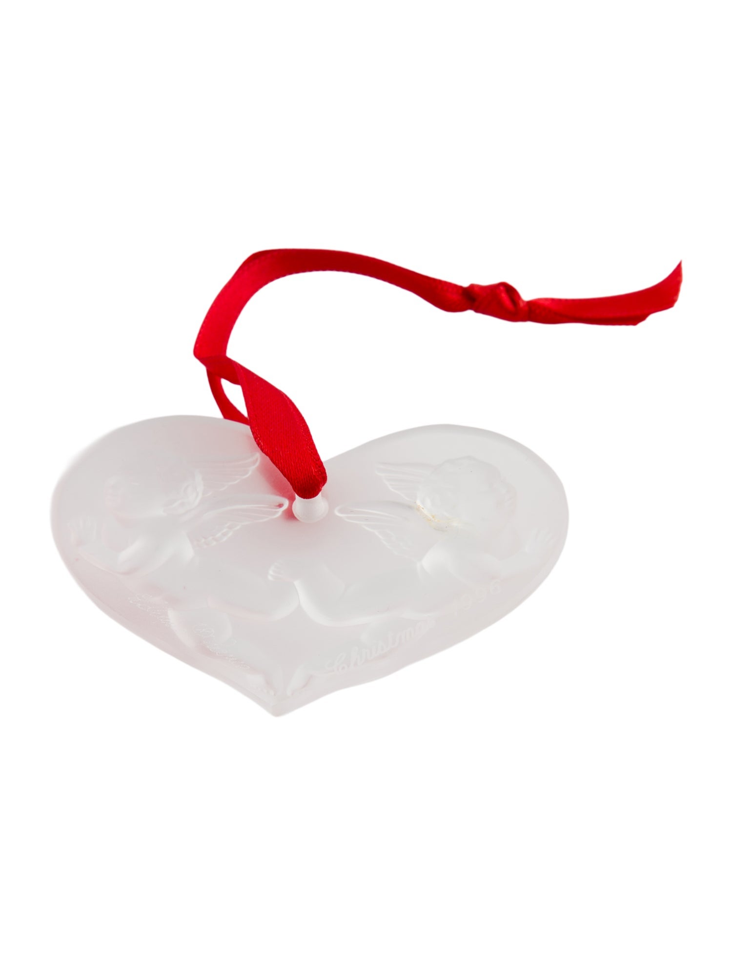 Lalique Crystal Cherubs Heart Noel 1996 Ornament