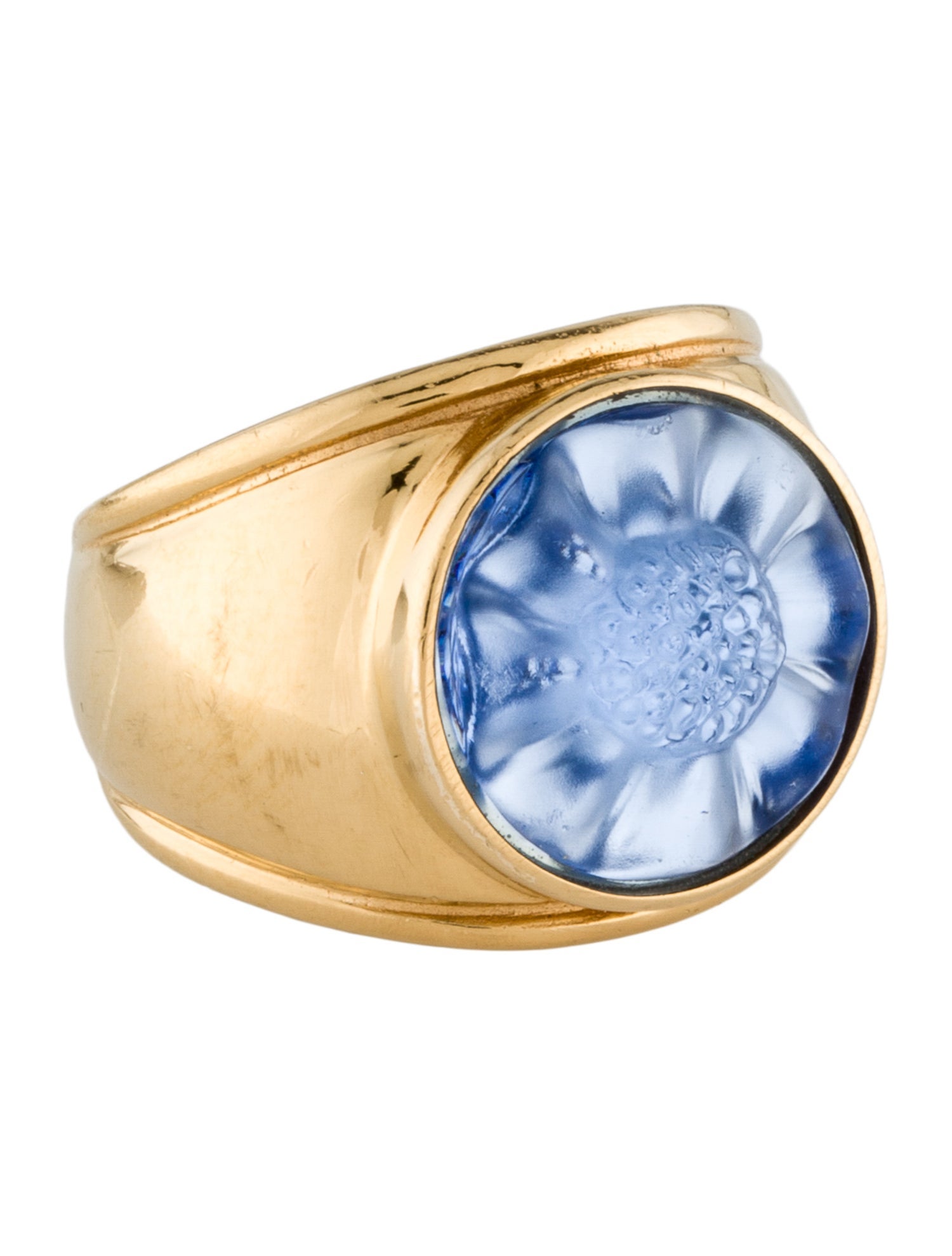 Lalique Carved Crystal Signet Ring