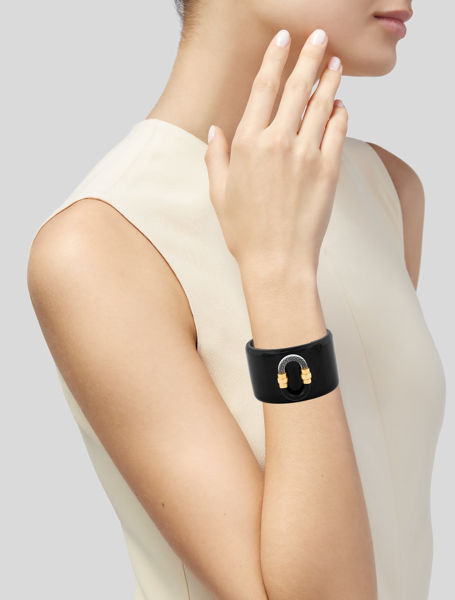 Lalique Crystal & Resin 1927 Cuff Bracelet