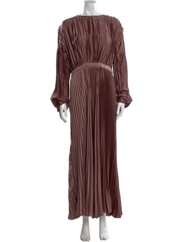 Pre-owned L'idée Bateau Neckline Long Dress In Burgundy