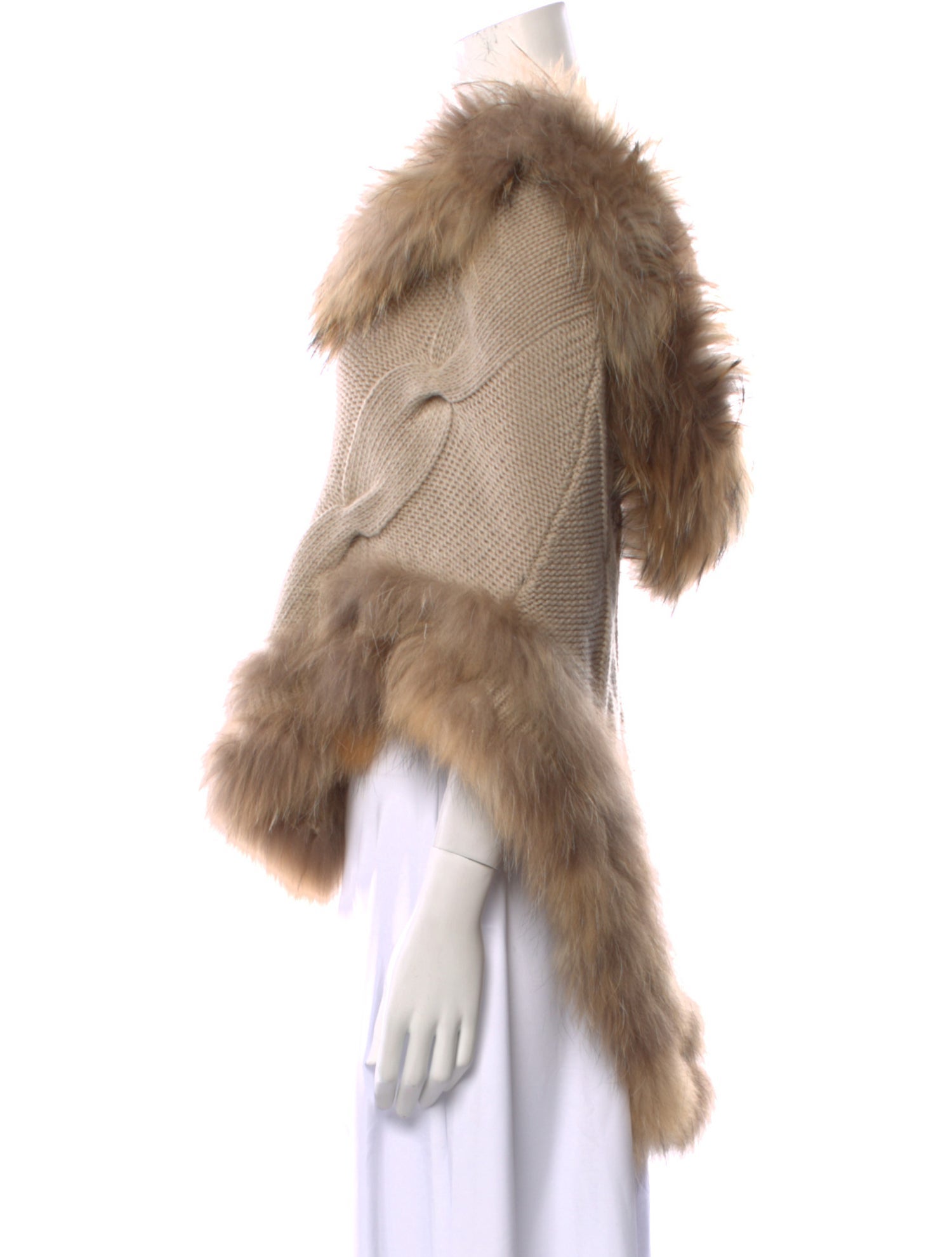 Linda Richards Luxury Fur Colorblock Pattern Sweater