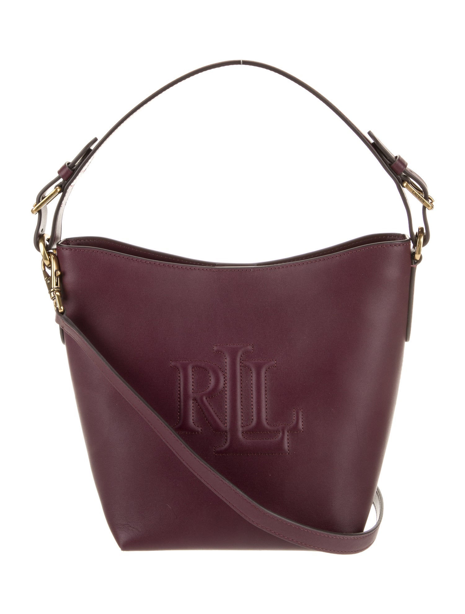 Lauren Ralph Lauren Leather Hobo Burgundy Bucket Bags, Handbags WLRLN36125 The RealReal