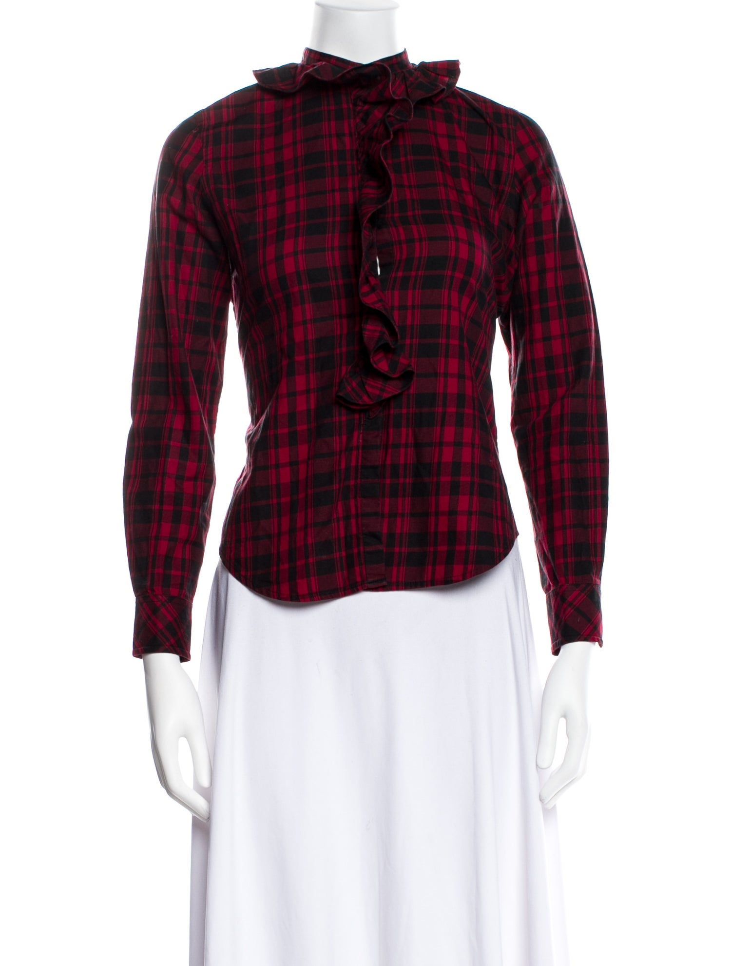 Lauren Ralph Lauren Cashmere Plaid Print Top