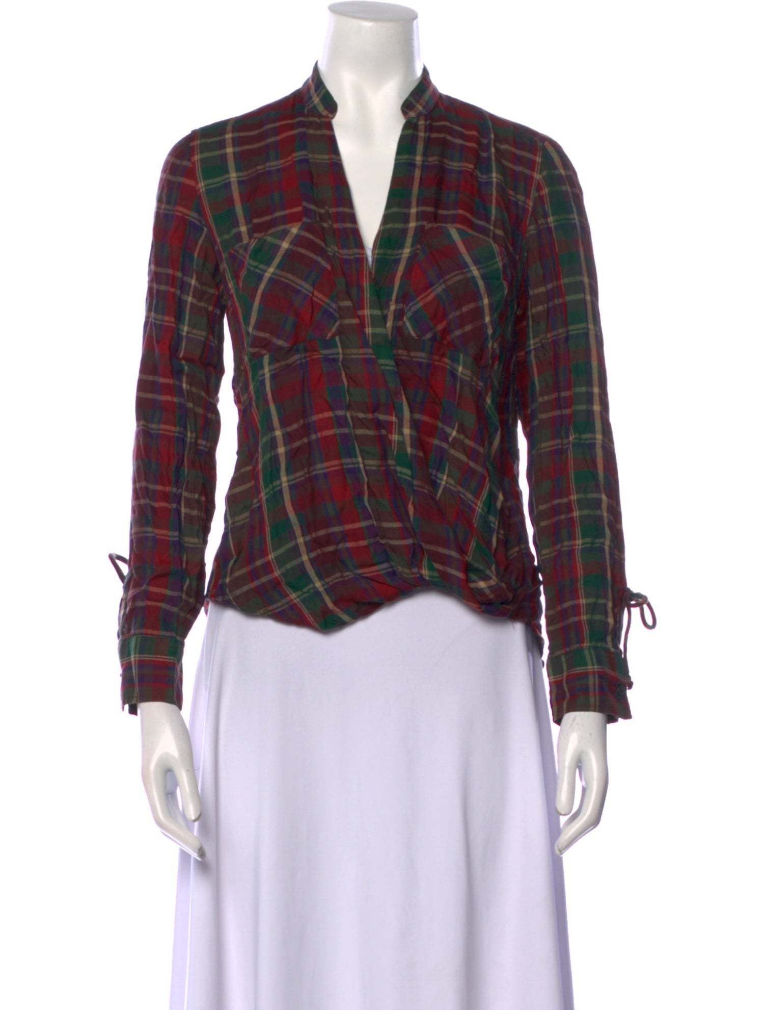 Lauren Ralph Lauren Plaid Print V-Neck Blouse