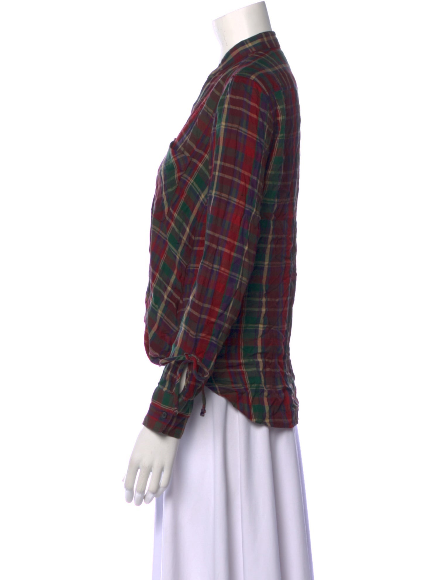 Lauren Ralph Lauren Plaid Print V-Neck Blouse