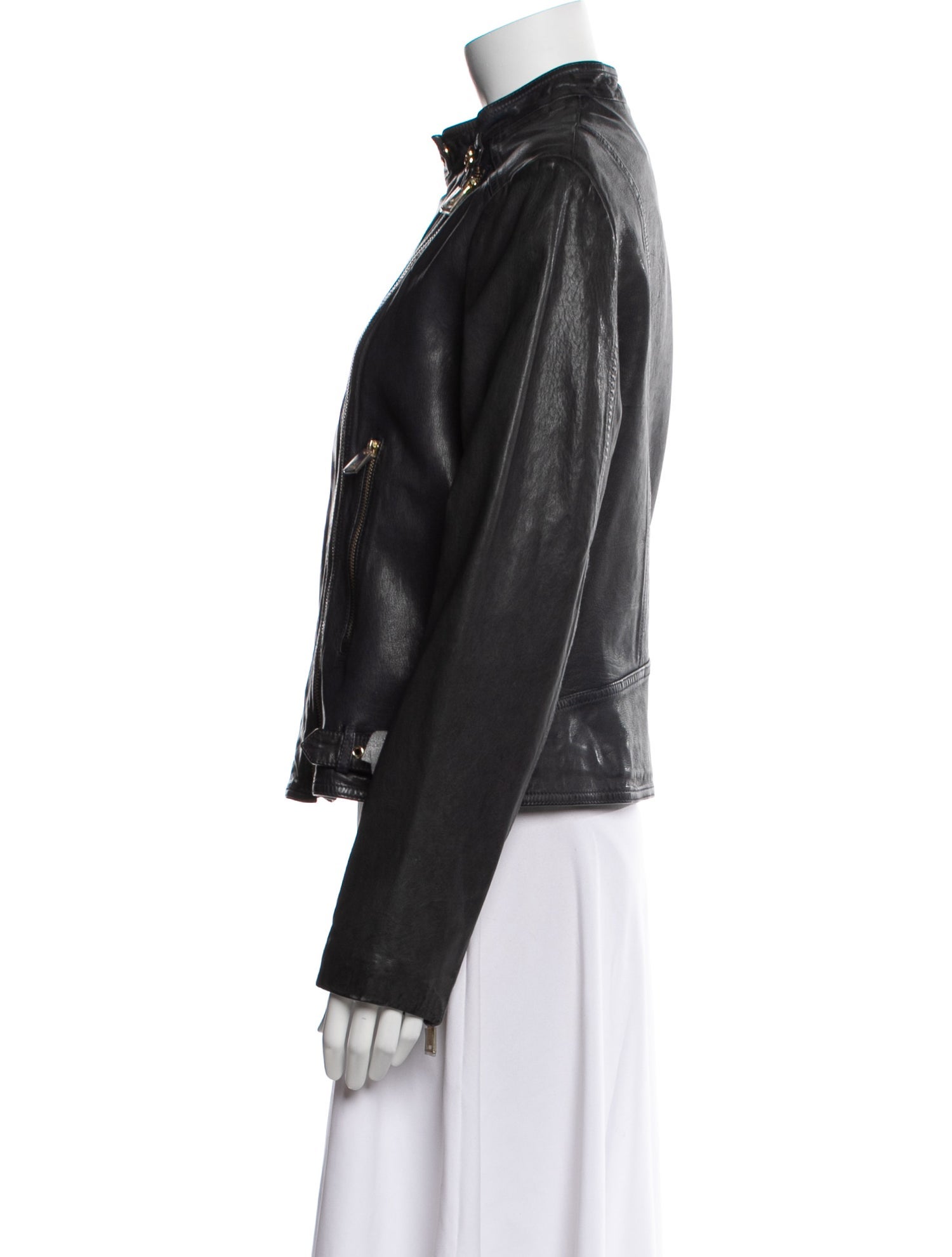 Lauren Ralph Lauren Lamb Leather Biker Jacket