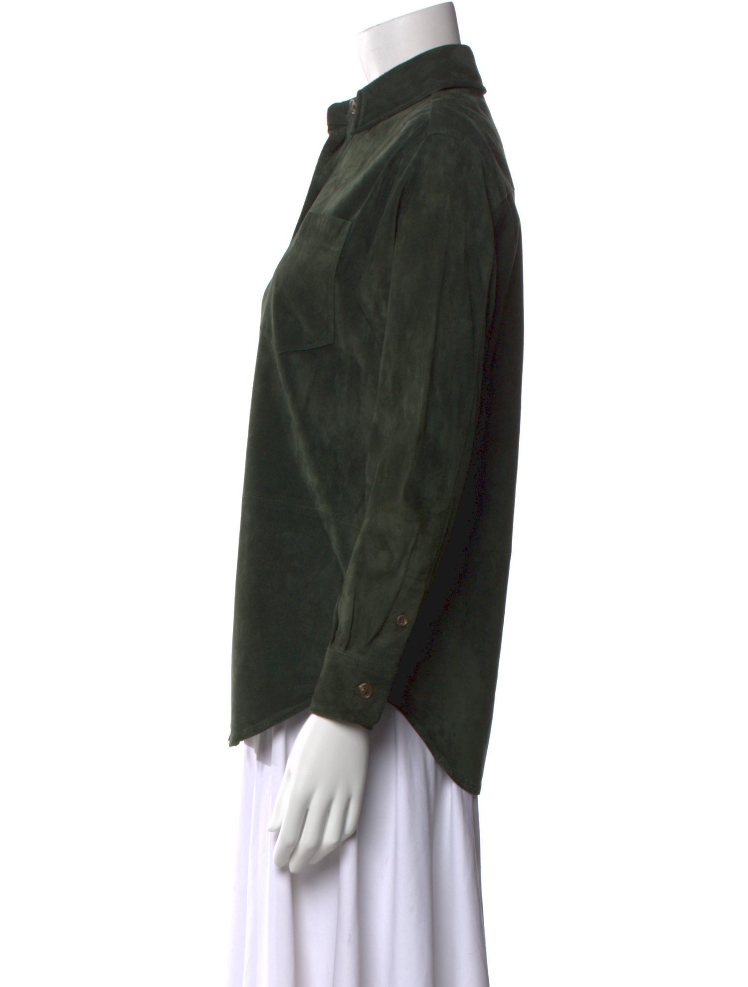 Lauren Ralph Lauren Suede Long Sleeve Button-Up Top