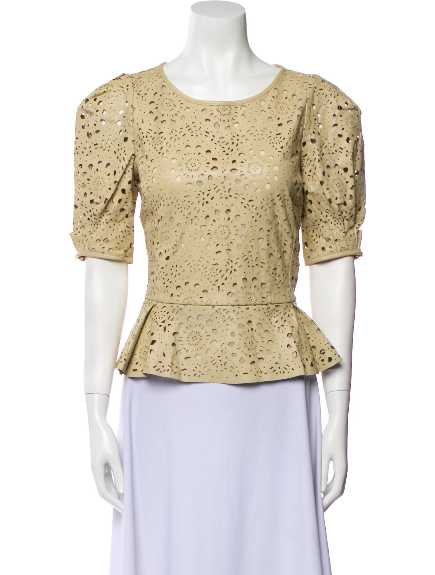 Lauren Ralph Lauren Lamb Leather Patterned Top